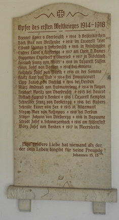 Erinnerungstafel an die Gefallenen des I. Weltkriegs in Weißensee.